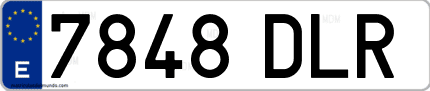 Ejemplo de matrícula de coche ordinaria 7848 DLR