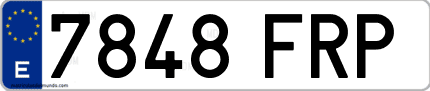 Ejemplo de matrícula de coche ordinaria 7848 FRP