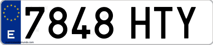Ejemplo de matrícula de coche ordinaria 7848 HTY