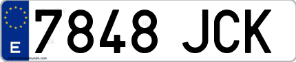 Ejemplo de matrícula de coche ordinaria 7848 JCK