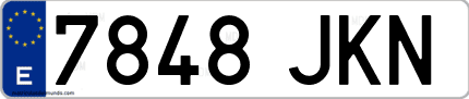 Ejemplo de matrícula de coche ordinaria 7848 JKN