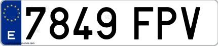 Ejemplo de matrícula española 7849 FPV