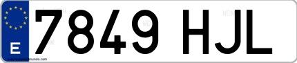 Ejemplo de matrícula de coche ordinaria 7849 HJL
