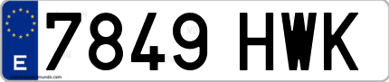 Ejemplo de matrícula de coche ordinaria 7849 HWK