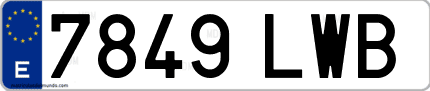 Ejemplo de matrícula de coche ordinaria 7849 LWB