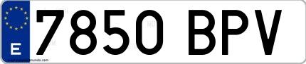 Ejemplo de matrícula española 7850 BPV