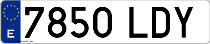 Ejemplo de matrícula de coche ordinaria 7850 LDY