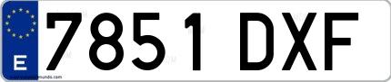 Ejemplo de matrícula de coche ordinaria 7851 DXF