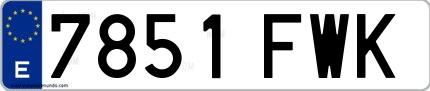 Ejemplo de matrícula española 7851 FWK