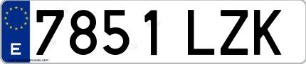 Ejemplo de matrícula española 7851 LZK