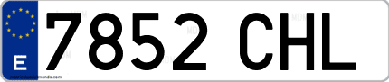 Ejemplo de matrícula de coche ordinaria 7852 CHL