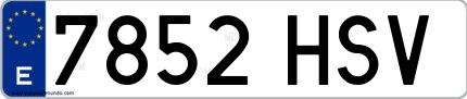 Ejemplo de matrícula de coche ordinaria 7852 HSV