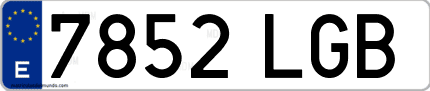 Ejemplo de matrícula de coche ordinaria 7852 LGB