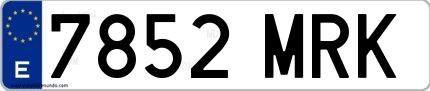 Ejemplo de matrícula española 7852 MRK