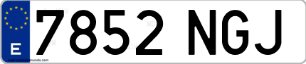 Ejemplo de matrícula de coche ordinaria 7852 NGJ