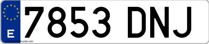Ejemplo de matrícula española 7853 DNJ
