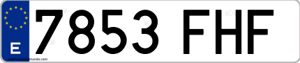 Ejemplo de matrícula de coche ordinaria 7853 FHF