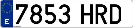 Ejemplo de matrícula española 7853 HRD