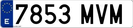 Ejemplo de matrícula española 7853 MVM