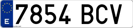 Ejemplo de matrícula de coche ordinaria 7854 BCV