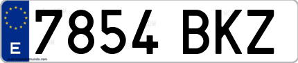 Ejemplo de matrícula de coche ordinaria 7854 BKZ