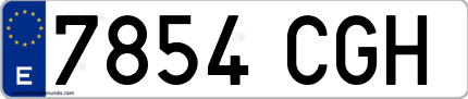 Ejemplo de matrícula de coche ordinaria 7854 CGH