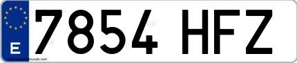 Ejemplo de matrícula española 7854 HFZ