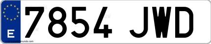 Ejemplo de matrícula española 7854 JWD