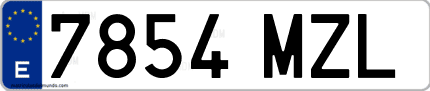 Ejemplo de matrícula de coche ordinaria 7854 MZL