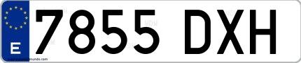 Ejemplo de matrícula española 7855 DXH