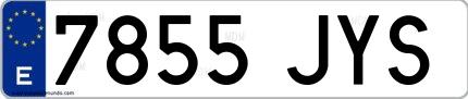 Ejemplo de matrícula española 7855 JYS