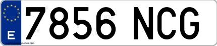 Ejemplo de matrícula española 7856 NCG