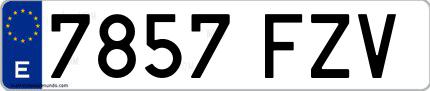 Ejemplo de matrícula española 7857 FZV