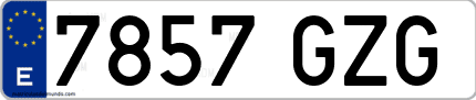 Ejemplo de matrícula de coche ordinaria 7857 GZG