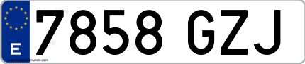 Ejemplo de matrícula de coche ordinaria 7858 GZJ