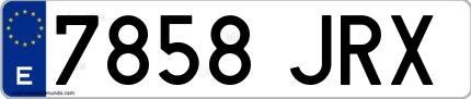 Ejemplo de matrícula española 7858 JRX