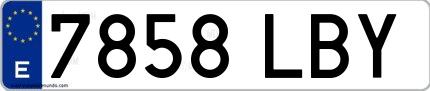 Ejemplo de matrícula española 7858 LBY