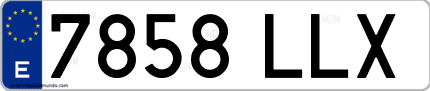 Ejemplo de matrícula de coche ordinaria 7858 LLX