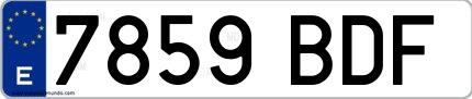 Ejemplo de matrícula española 7859 BDF