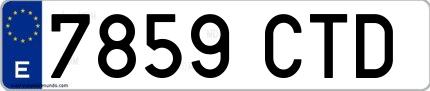 Ejemplo de matrícula española 7859 CTD