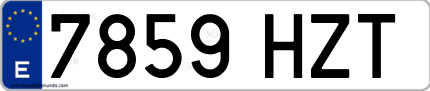 Ejemplo de matrícula de coche ordinaria 7859 HZT