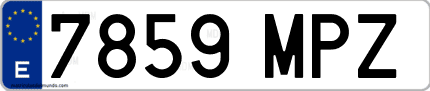 Ejemplo de matrícula de coche ordinaria 7859 MPZ