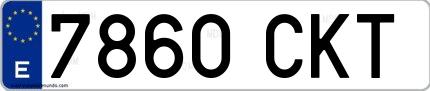 Ejemplo de matrícula española 7860 CKT