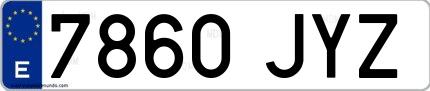 Ejemplo de matrícula española 7860 JYZ