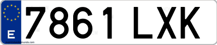 Ejemplo de matrícula de coche ordinaria 7861 LXK