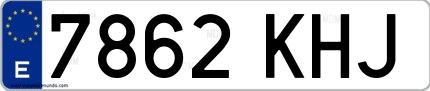 Ejemplo de matrícula española 7862 KHJ