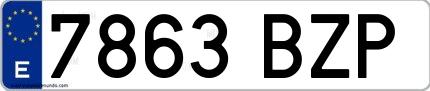 Ejemplo de matrícula española 7863 BZP