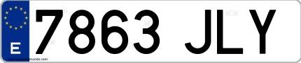 Ejemplo de matrícula española 7863 JLY