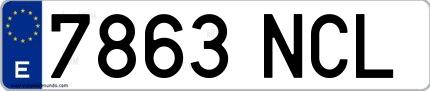 Ejemplo de matrícula española 7863 NCL