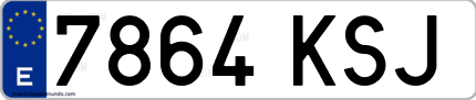 Ejemplo de matrícula de coche ordinaria 7864 KSJ